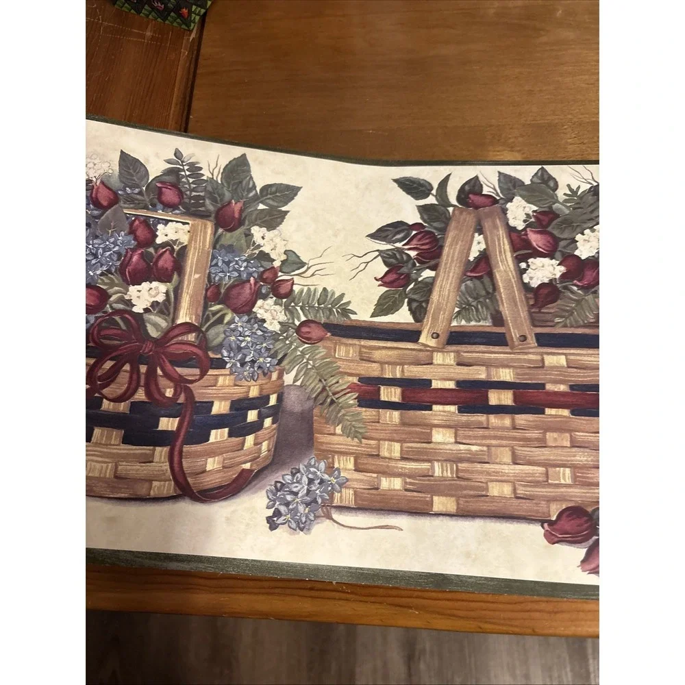 Chesapeake Country Baskets, Flowers, Wallpaper Border 4 Rolls 5 Yards Each